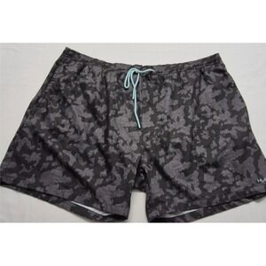 Huk men's black/gray patterned swim trunks XXL drawstring pockets swim vacation